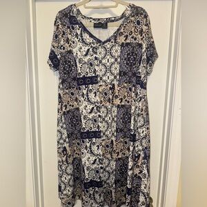 Rachel Zoe Plus Size 1X Dress Flowy Floral Paisley Patchwork Tunic Soft Knit